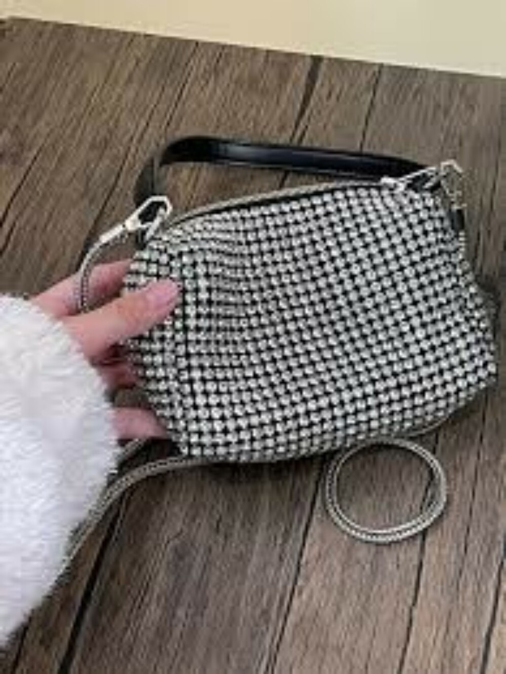 ALEXANDER WANG HEIRESS SILVER AND BLACK RHINESTONE BAG NEW - Picture 3 of 6